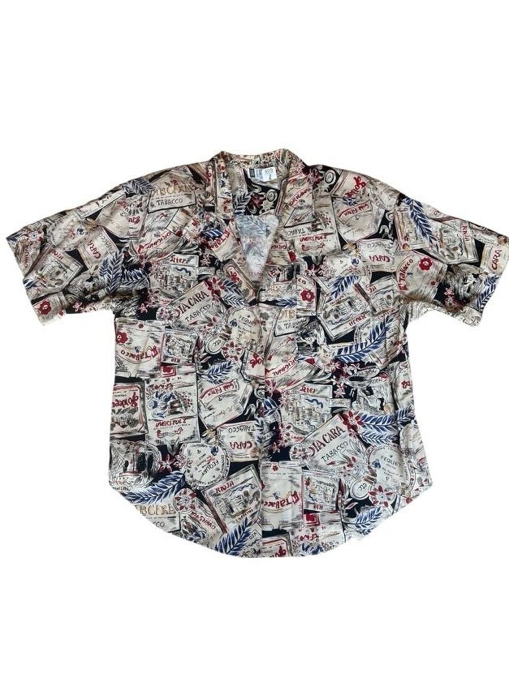 SK & Company Vintage 80s Women's Retro Shirt Tabacco Graphic Print Size 14